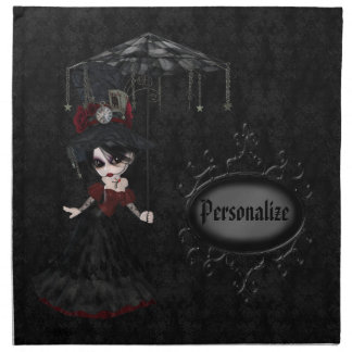 Steampunk Goth Girl Personalized Damask Napkins