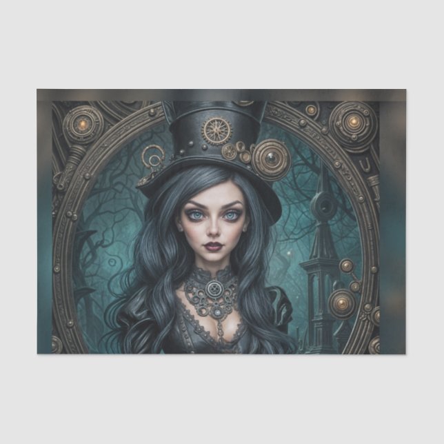 Steampunk Goth Goddess Woman Decoupage Paper (Front)