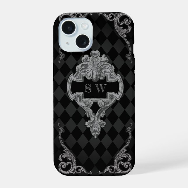 Steampunk Goth Monogrammed Iphone Case (Back)