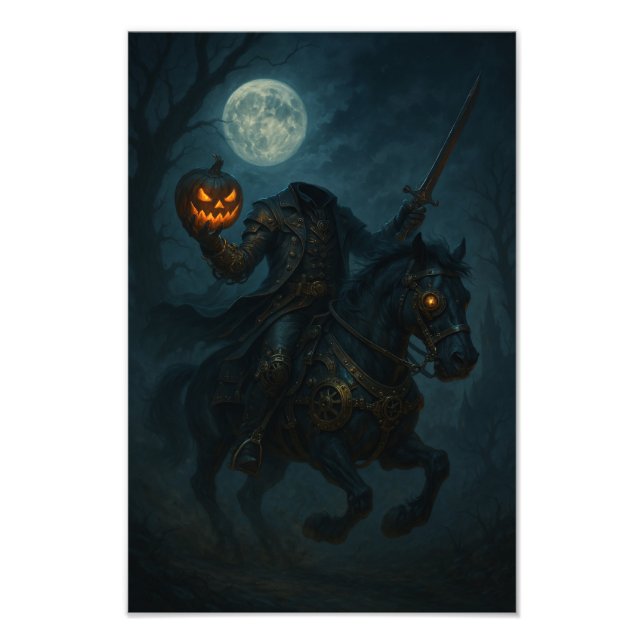 Steampunk Gothic Horror Headless Horseman Photo Print (Front)