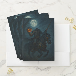 Steampunk Gothic Horror Headless Horseman Pocket Folder