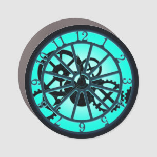 Steampunk Gothic Ironwork Clock With Visible Gears Car Magnet
