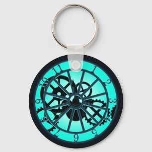 Steampunk Gothic Ironwork Clock With Visible Gears Keychain
