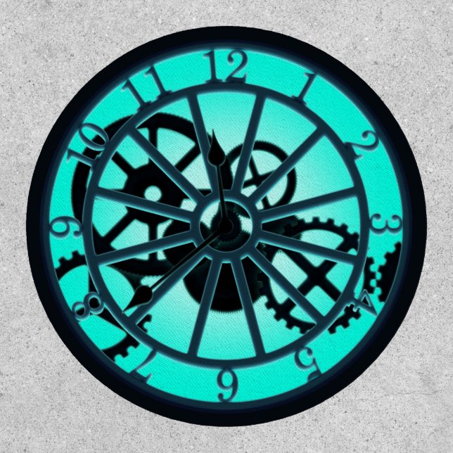 Steampunk Gothic Ironwork Clock With Visible Gears Patch (Front)