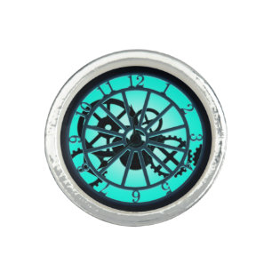 Steampunk Gothic Ironwork Clock With Visible Gears Ring