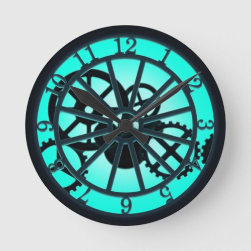 Steampunk Gothic Ironwork Glowing Inner Workings Round Clock