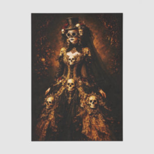 Steampunk Gothic Lady, Skull Dress FJ3L Decoupage Tissue Paper