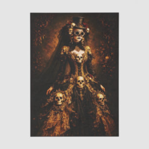 Steampunk Gothic Lady, Skull Dress FJ3R Decoupage Tissue Paper