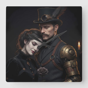 Steampunk Gothic pair Square Wall Clock