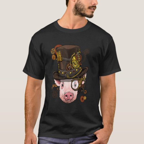 Steampunk Gothic Pig Face Mechanical Farm Animal P T_Shirt
