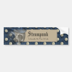 Steampunk gothic punk clocks & skulls bumper sticker
