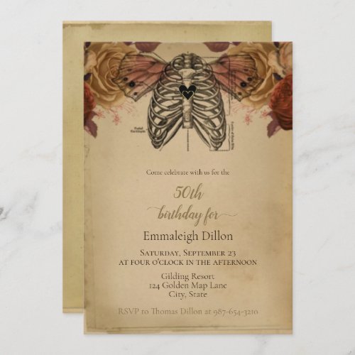 Steampunk Gothic Science Fiction Floral Birthday Invitation