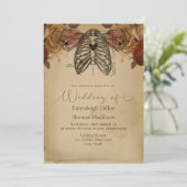 Steampunk Gothic Science Fiction Floral Wedding Invitation (Standing Front)