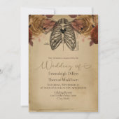 Steampunk Gothic Science Fiction Floral Wedding Invitation (Front)