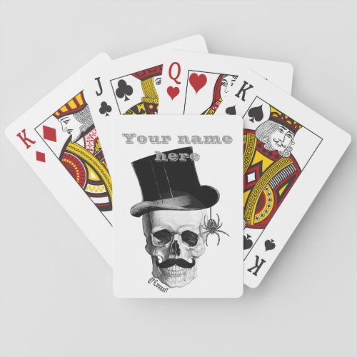Steampunk gothic skull and top hat poker cards