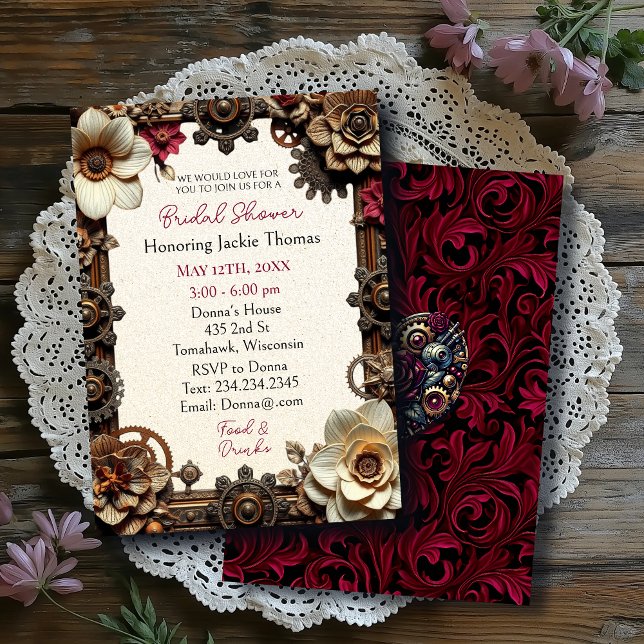 Steampunk Gothic Themed Bridal Shower Invitation (Creator Uploaded)