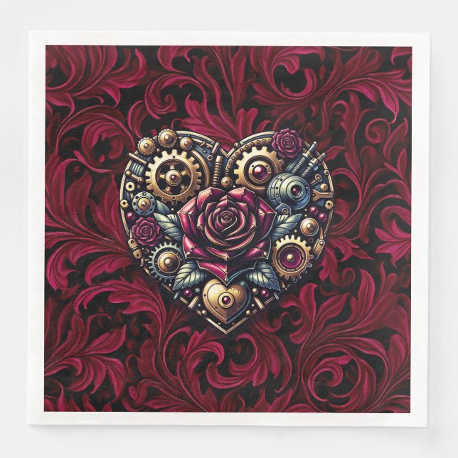 Steampunk Gothic Themed Wedding  Paper Dinner Napkins (Front)