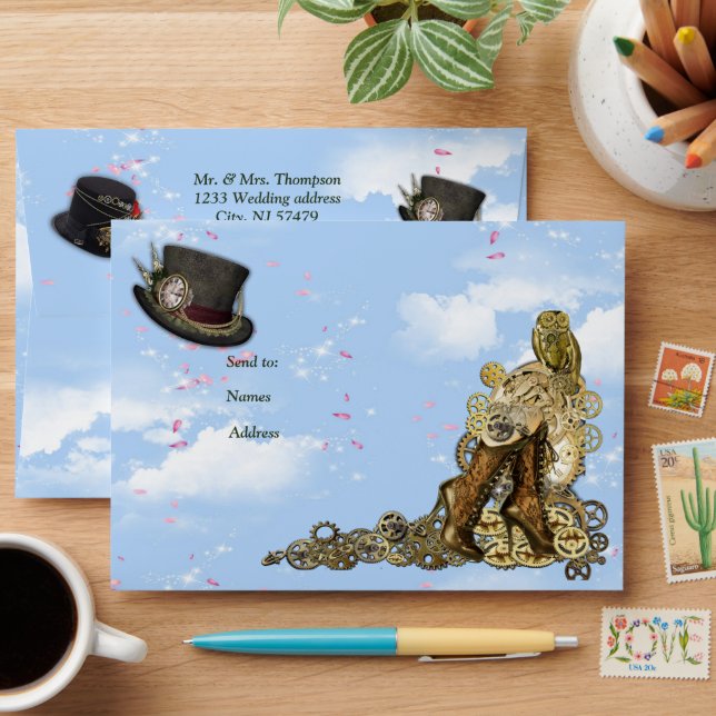 Steampunk Graphic designs on the Illusion of Time Envelope (Desk)