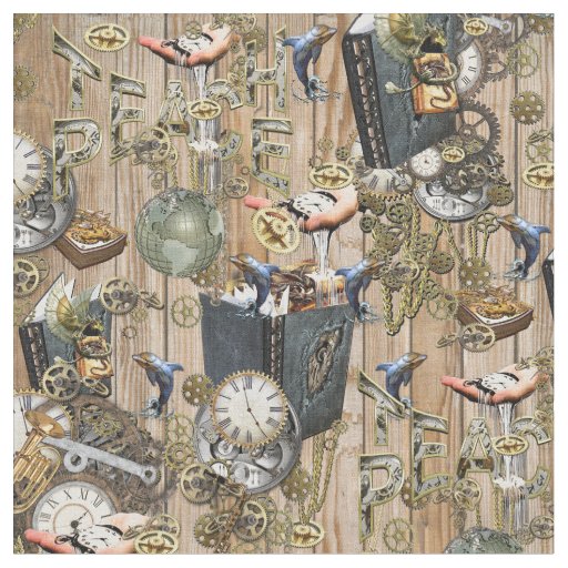Steampunk Graphic Element Collections on wood Fabric