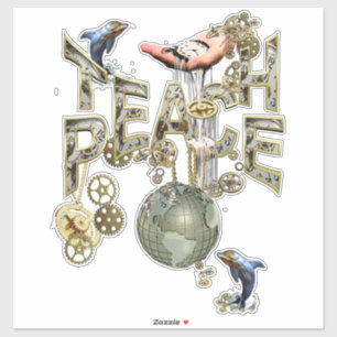 Steampunk Graphic Teach Peace - Dolphins Sticker