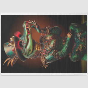 Steampunk Green Colored Alligator Decoupage Tissue Paper