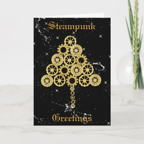 Steampunk Greetings Christmas Card