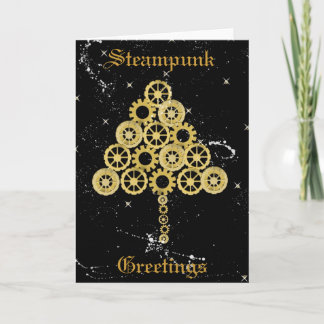 Steampunk Greetings Christmas Card