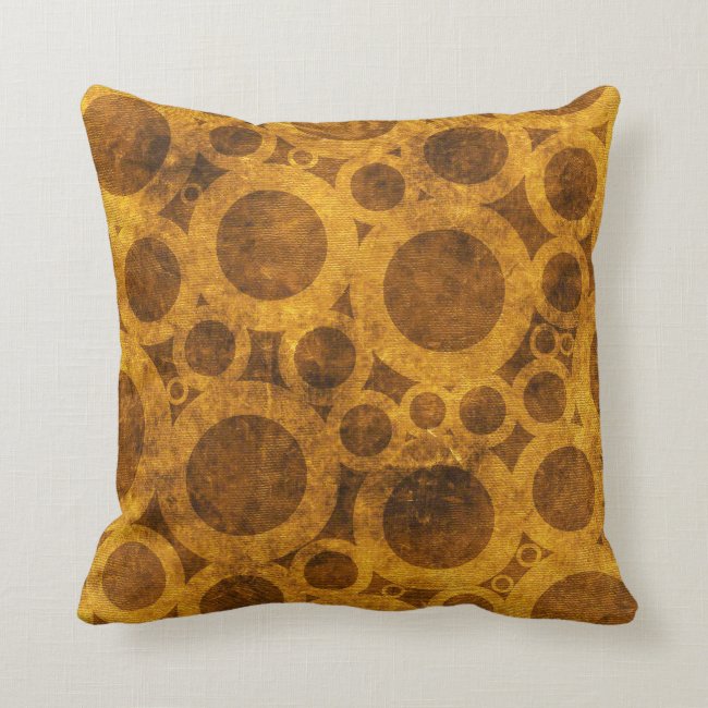Steampunk Grunge Brown and Gold Throw Pillow