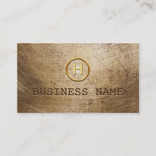 Customizable Steampunk Grunge Gold Monogram Business Card