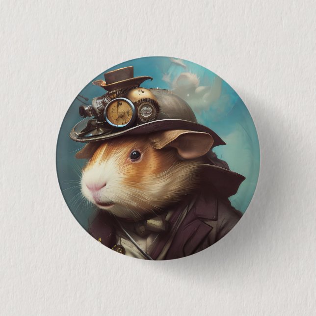 Steampunk Guinea Pig Button (Front)