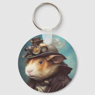 Steampunk Guinea Pig Keychain