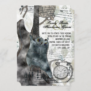 Steampunk Guitar Time Music Wedding Invitation