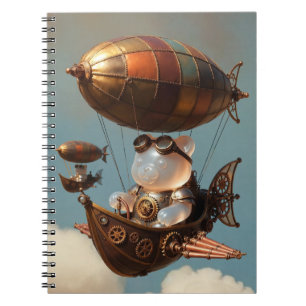 Steampunk Gummy Bear Pilot in Fantasy Airship Notebook