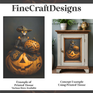 Steampunk Halloween Pumpkin Lady F2R Decoupage Tissue Paper