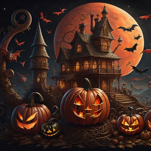 Steampunk Halloween Pumpkin town castle Tissue Paper