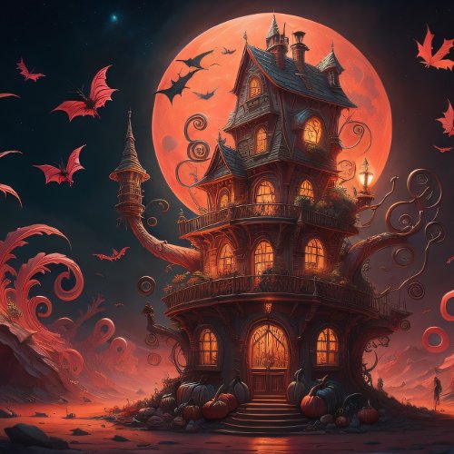 Steampunk Halloween Under the Red Moon Tissue Paper