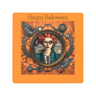 Steampunk Halloween Woman Metal Print