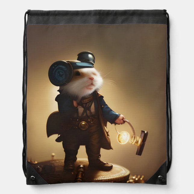 Steampunk Hamster Drawstring Bag (Front)