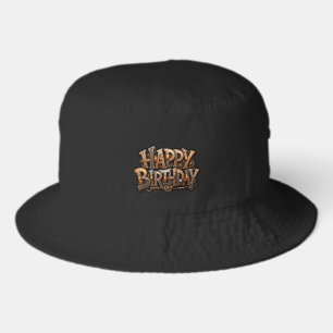 Steampunk happy birthday lettering bucket hat