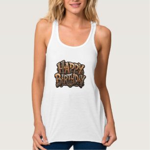 Steampunk happy birthday lettering tank top