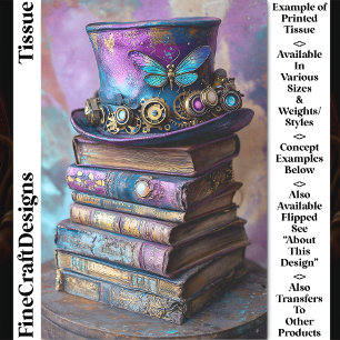 Steampunk Hat & Fantasy Books  CZ5L Decoupage Tissue Paper