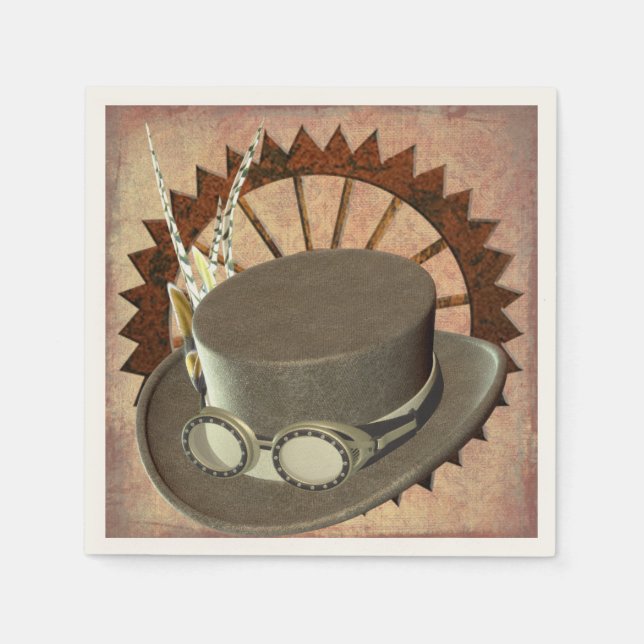 Steampunk Hat & Gear Napkins (Front)