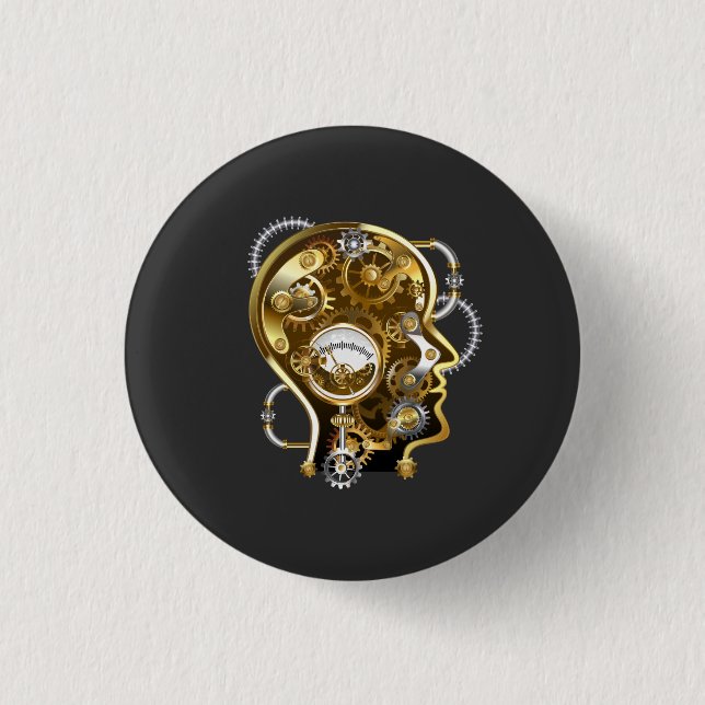 Steampunk Head with Manometer Button (Front)