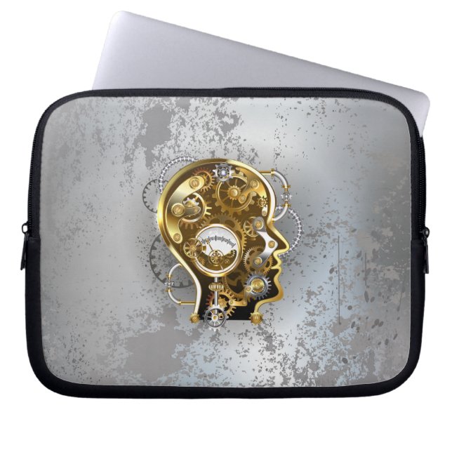 Steampunk head with manometer laptop sleeve (Front)