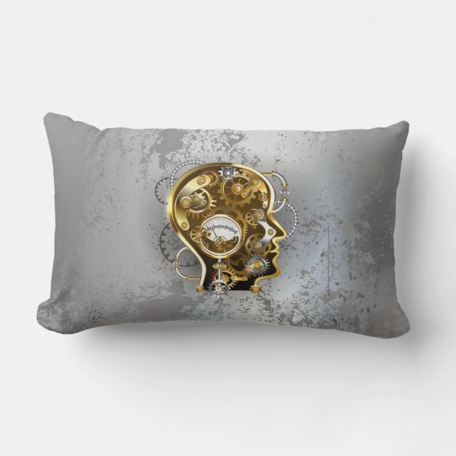 Steampunk head with manometer lumbar pillow (Front)