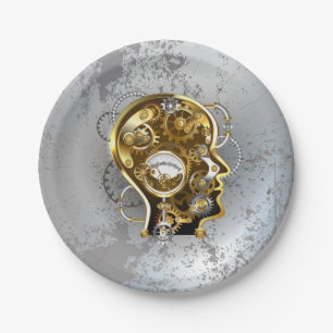 Steampunk head with manometer paper plates