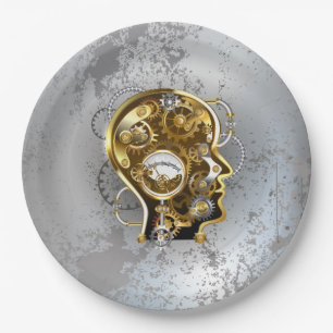 Steampunk head with manometer paper plates