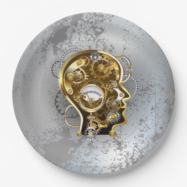 Steampunk head with manometer paper plates (Front)