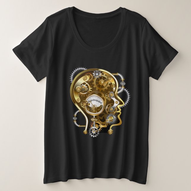 Steampunk head with manometer plus size T-Shirt (Design Front)