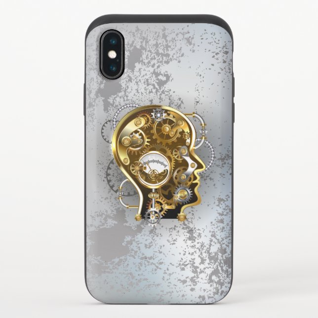 Steampunk head with manometer uncommon iPhone case (Back)